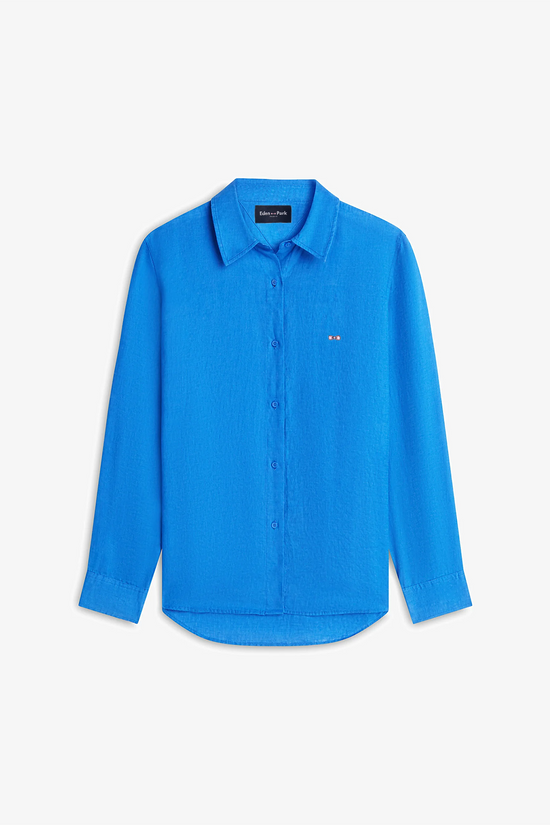 Eden Park Chemisier 100% lin Blue Orbit Slim Fit