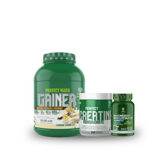 Pack Mass Gainer 3 Kg + Monohydrate Creatine 200 G + Magnesium Bisglycinate 120 Capsules