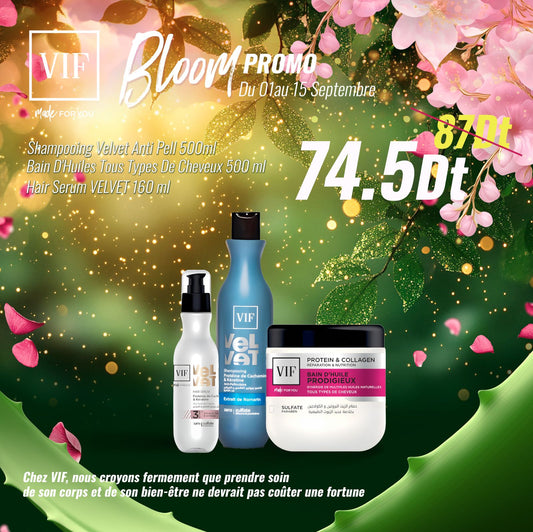 Pack Shampoing antipelliculaire 500ml - Bain d'huile 500ml - Hair serum Velvet 160ml