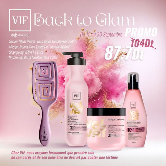Pack Velvet pour tous types de cheveux - Brosse rose violet