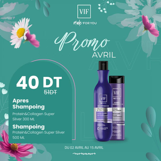 Pack Shampoing 500ml et Apres shampoing 300ml super silver