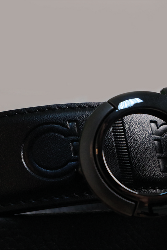 Ferragamo Ceinture Hommes Noir Brillant