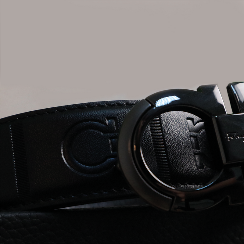 Ferragamo Ceinture Hommes Noir Brillant