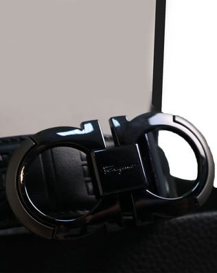Ferragamo Ceinture Hommes Noir Brillant