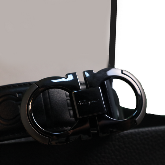 Ferragamo Ceinture Hommes Noir Brillant
