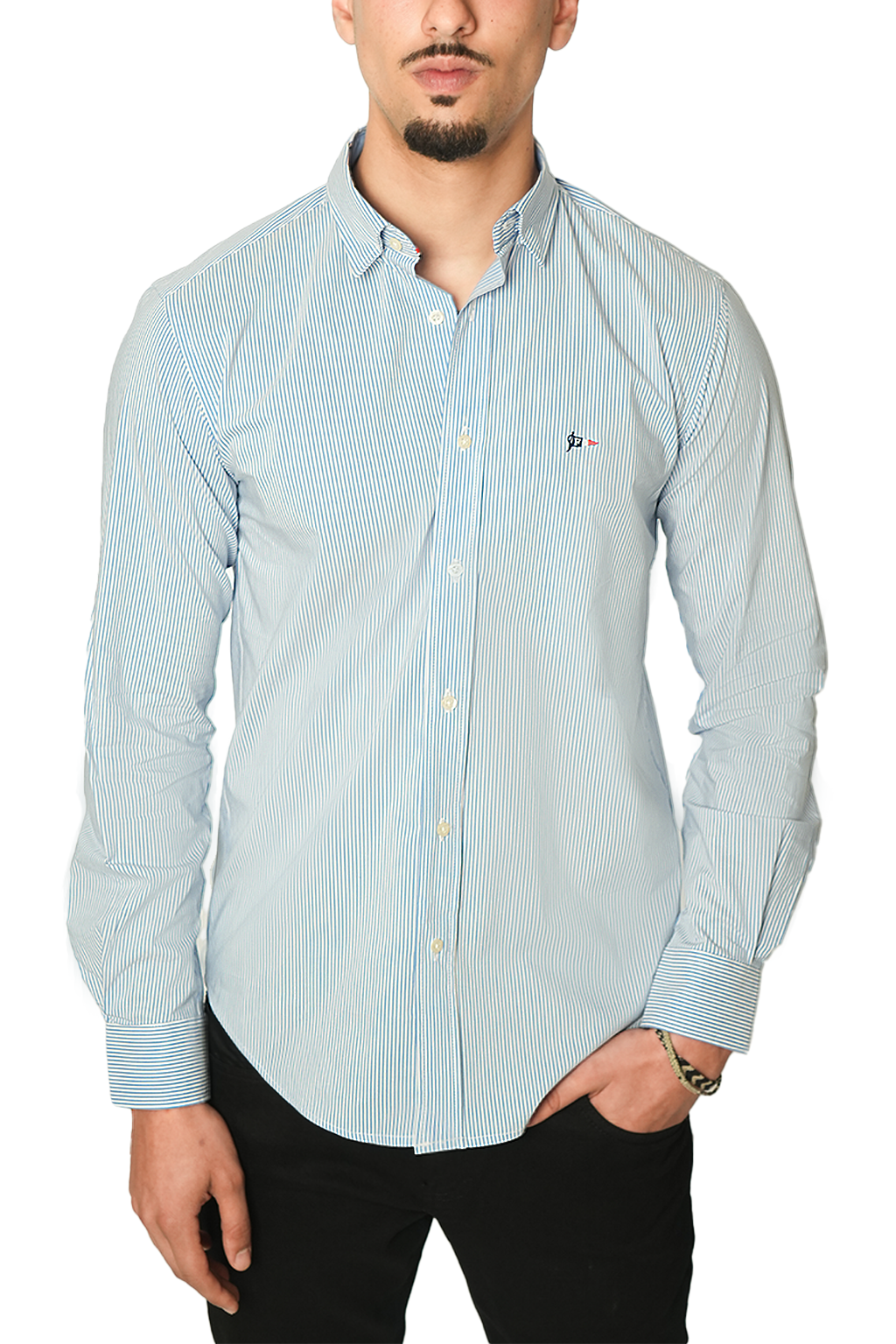 Façonnable Chemise à Rayures Sky Blu