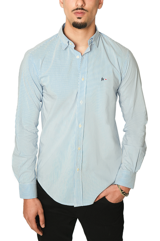 Façonnable Chemise à Rayures Sky Blu