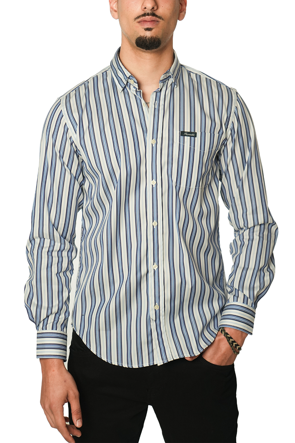 Façonnable Chemise à Rayures Poche sur le devant