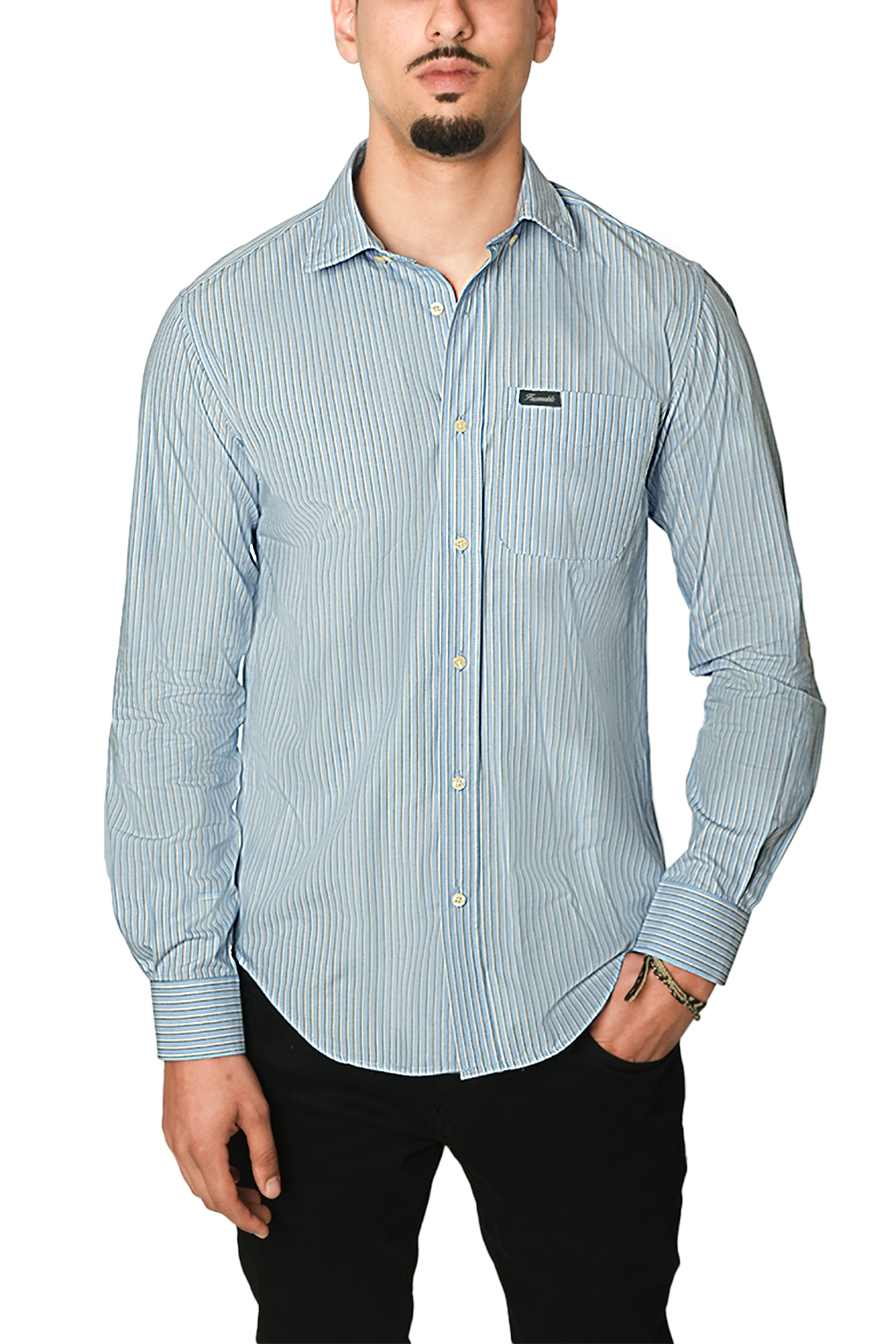 Façonnable Chemise à Rayures Poche sur le devant