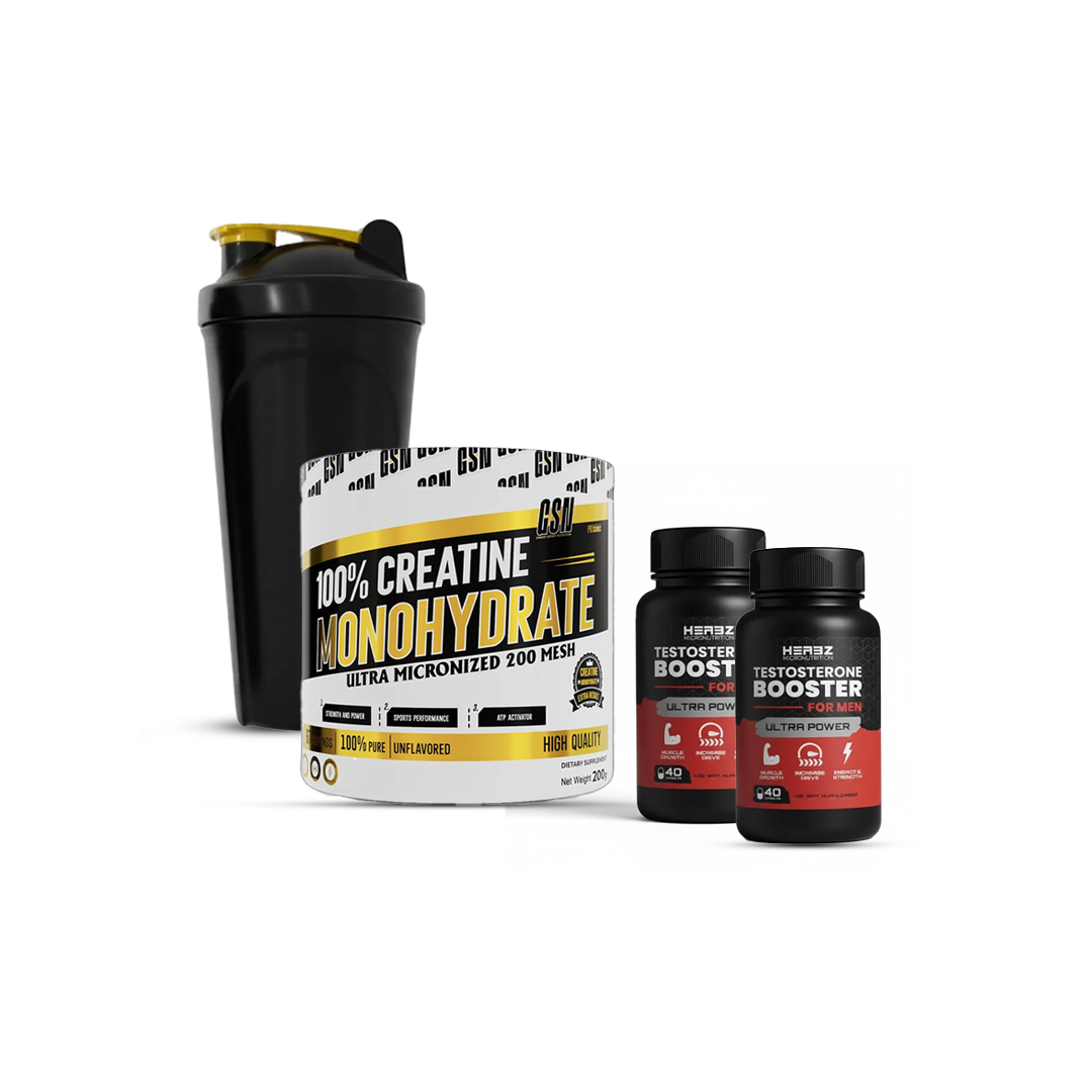 Pack Créatine GSN Monohydrate 200 G + 2 Testoo