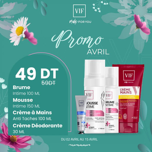 Pack Brume intime - Mousse intime - Creme a mains - Creme deodorante