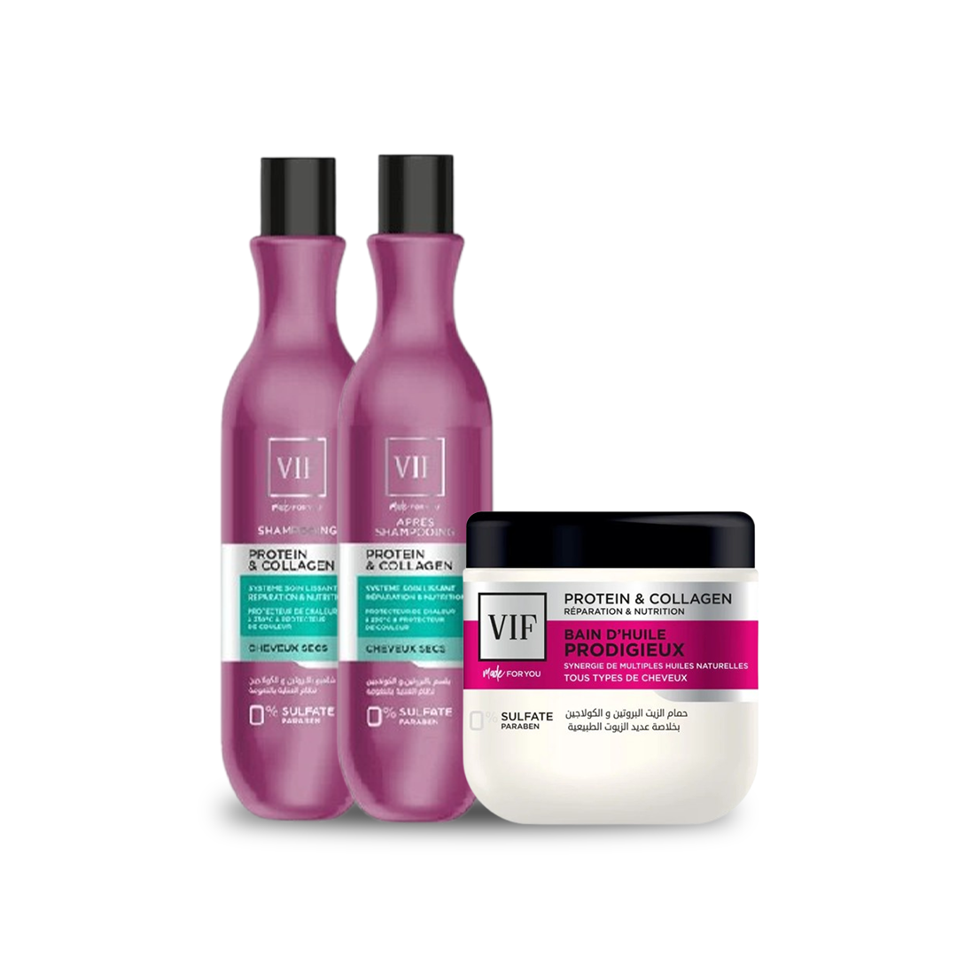 PACK  VIF ( BAIN D'HUILE + SHAMPOING + APRES SHAMPOING )