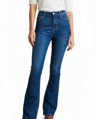 Jeans délavé coupe patte d'éléphant