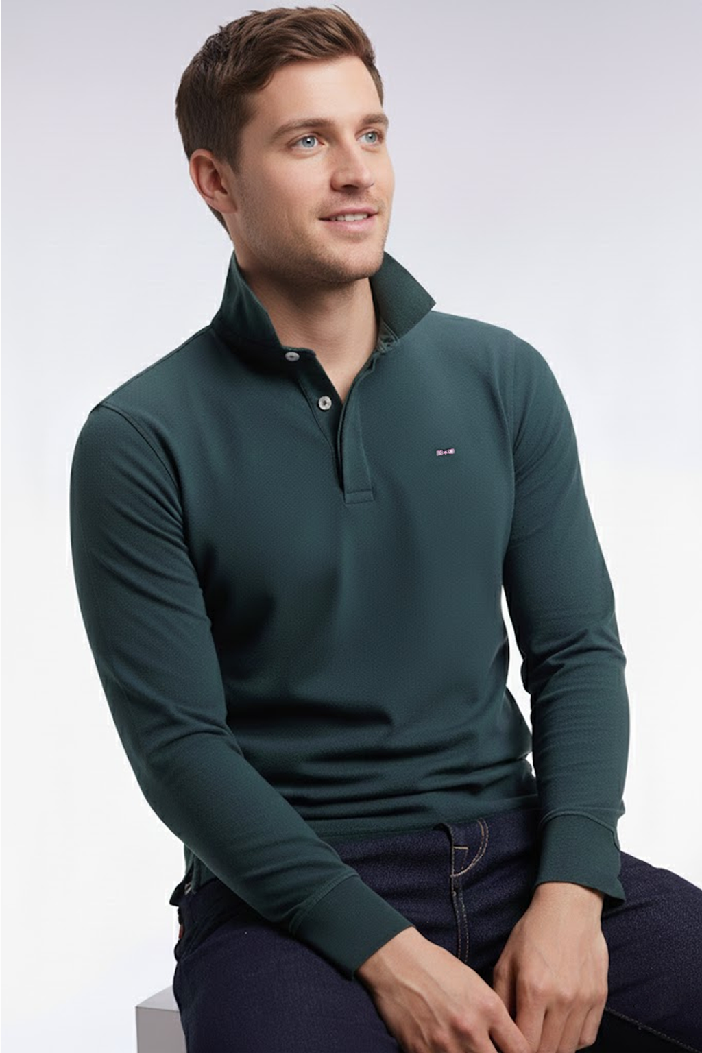 Eden Park Polo à Manches Longues en Coton