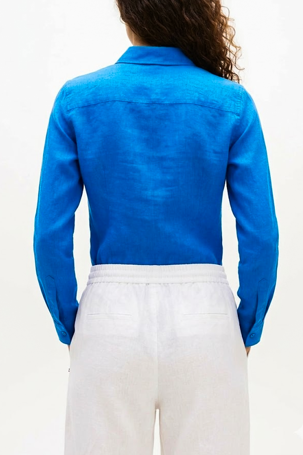 Eden Park Chemisier 100% lin Blue Orbit Slim Fit
