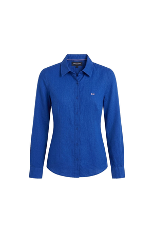 Eden Park Chemisier lin Blue Slim Fit